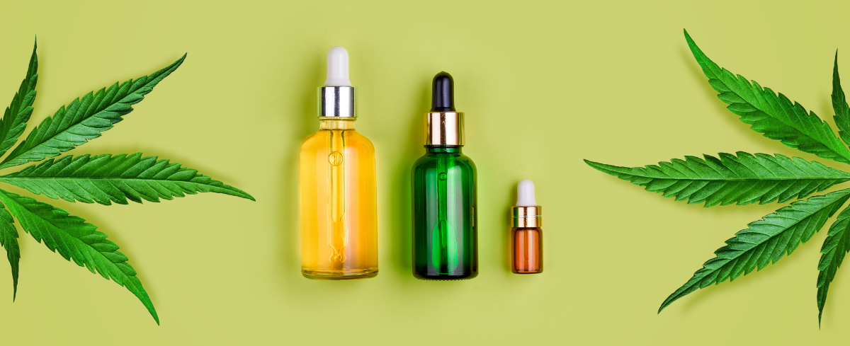 CBD Oils and cannabis leaf