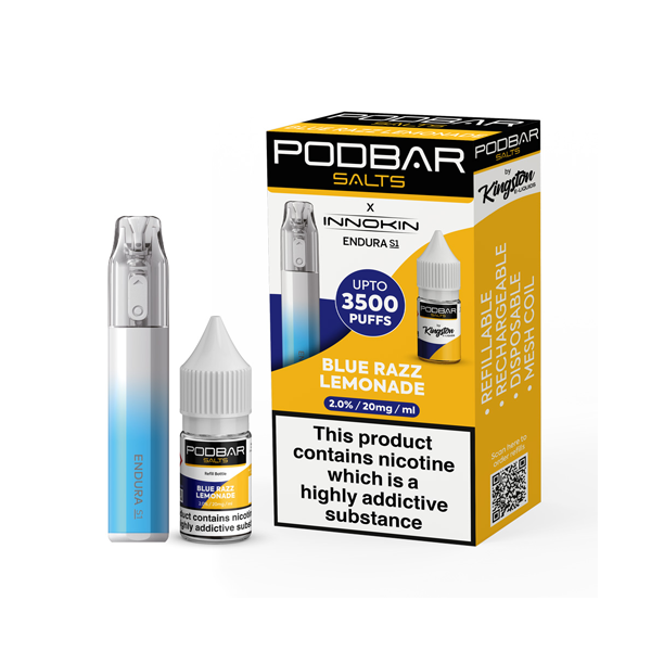 Sels Podbar 20 mg par Kingston x Innokin Endura S1 Vape jetable 3500 bouffées