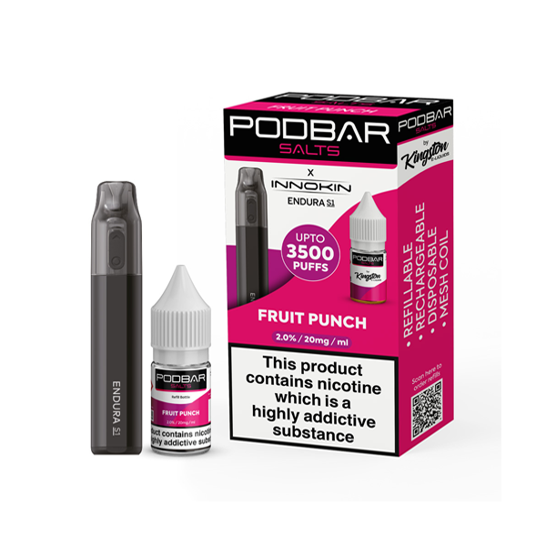 Sels Podbar 20 mg par Kingston x Innokin Endura S1 Vape jetable 3500 bouffées