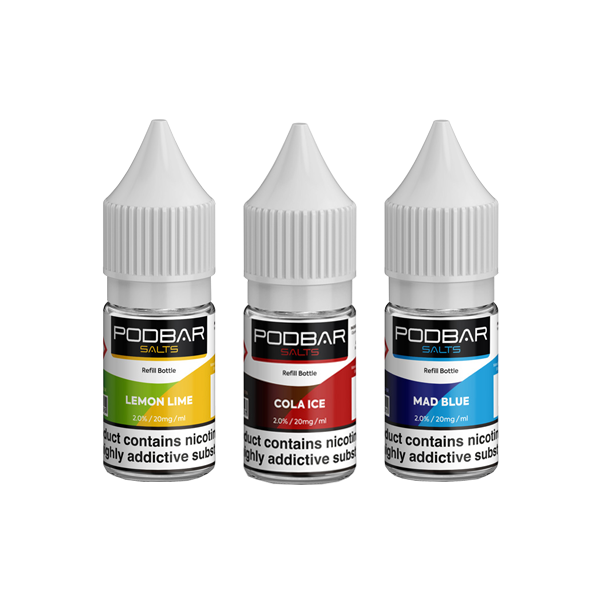 10mg Podbar Salts by Kingston Refill Nic Salts - 10ml (60VG/40PG)