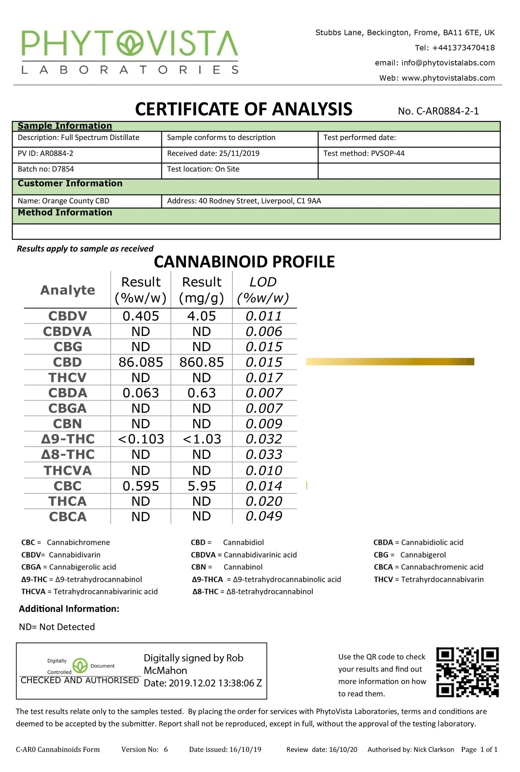 Orange County CBD 1000mg E-Liquide Booster Shot 10ml