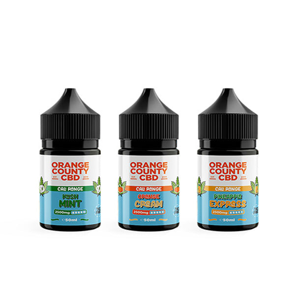 Orange County CBD Cali Range 2500mg CBD 50ml E-liquid (60VG/40PG) - Shop Now at  Sweet Geez Vapes