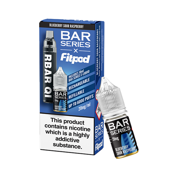 20mg Bar Series x Fitpod RBAR QI Refillable Disposable Vape & 10ml Nic Salt - 6000 Puffs - Sweet Geez Vapes