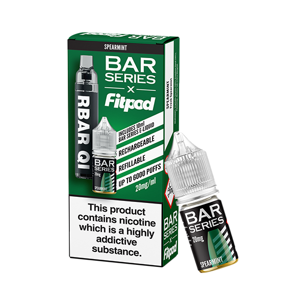  20mg Bar Series x Fitpod RBAR QI Refillable Disposable Vape & 10ml Nic Salt - 6000 Puffs (Buy 1 Get 1 Free)