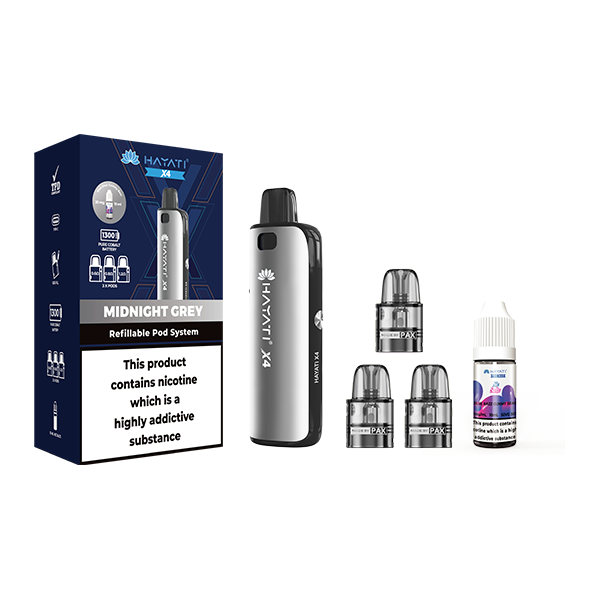 Hayati X4 Refillable Pod Vape Kit  Includes 1X Nic Salts 20mg + 3x Refillable Pods - Sweet Geez Vapes