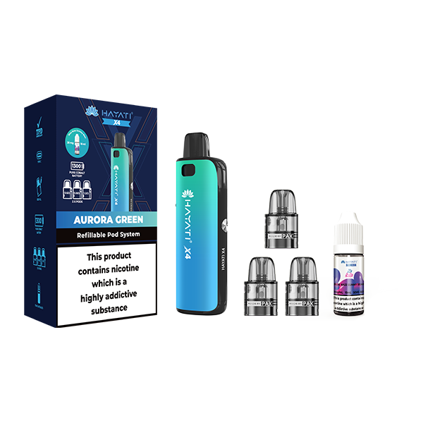 Hayati X4 Refillable Pod Vape Kit  Includes 1X Nic Salts 20mg + 3x Refillable Pods - Sweet Geez Vapes