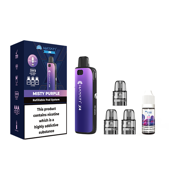 Hayati X4 Refillable Pod Vape Kit  Includes 1X Nic Salts 20mg + 3x Refillable Pods - Sweet Geez Vapes