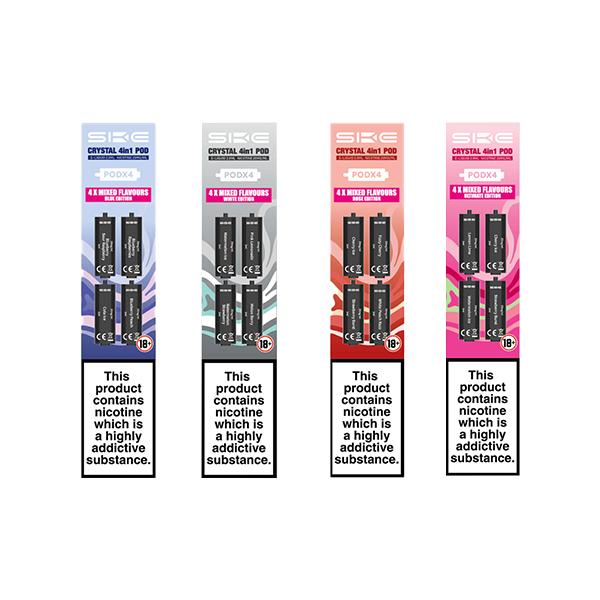 20mg SKE Crystal 4in1 2400 Replacement Pre-Filled Pods - 2400 Puffs - Shop Now at  Sweet Geez Vapes