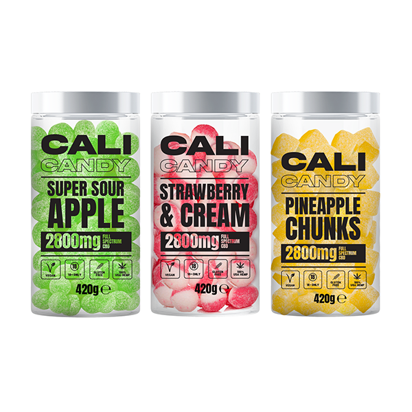 CALI CANDY MAX 2800 mg Bonbons végétaliens CBD à spectre complet - 10 saveurs