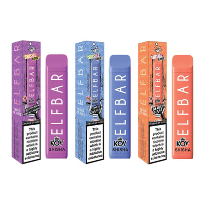 20mg Elf Bar Kov Shisha Range NC600 Disposable Vape Pod 600 Puffs - Sweet Geez Vapes