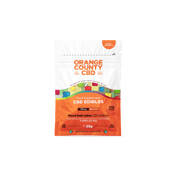  Orange County CBD Vegan Mini Gummy Cubes (100mg) | Sweet Geez Vapes