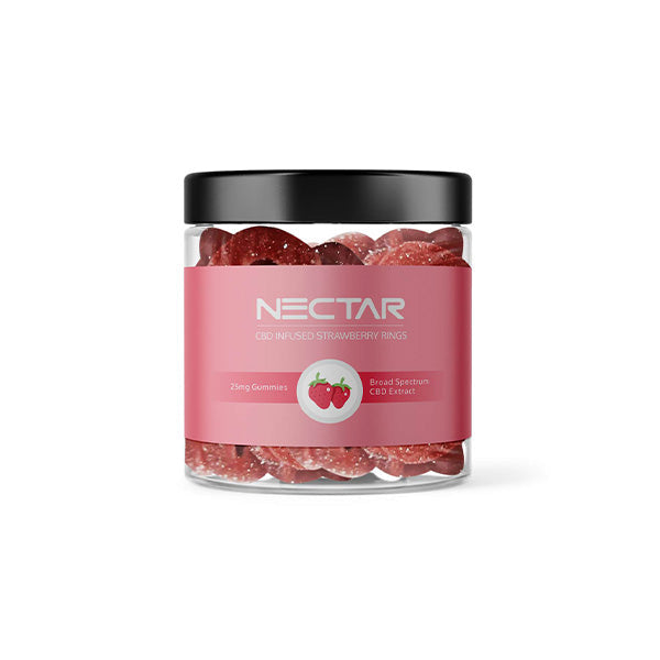 Nectar 500mg Broad Spectrum CBD Strawberry Rings Gummies - 20 Pieces - Sweet Geez Vapes