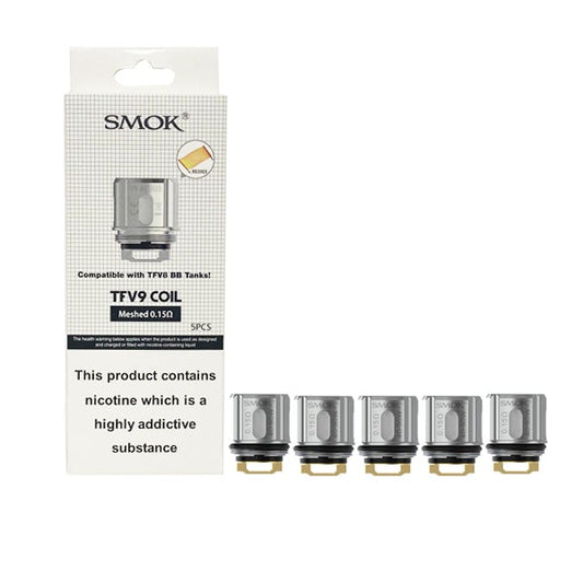 Smok TFV9 Replacement Mesh Coils | 0.15Ω | 5-pack - Shop Now at  Sweet Geez Vapes