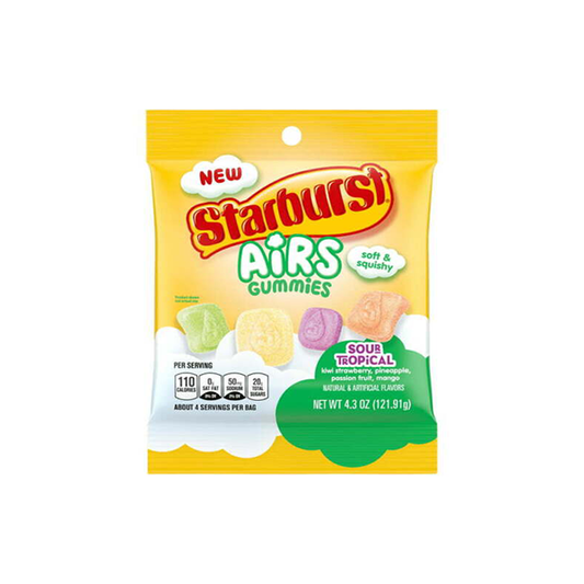 USA Starburst Air Gummies Sour Tropical Share Bag - 122g - Sweet Geez Vapes